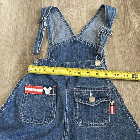 Disney Store Overall Shorts Womens Large Mickey Blue Denim Embroidery Vintage - Picture 3 of 11